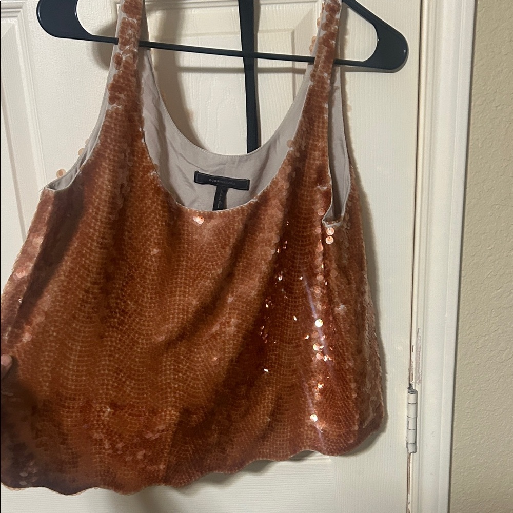 BCBGMaxAzria Copper Sequin Tank Top